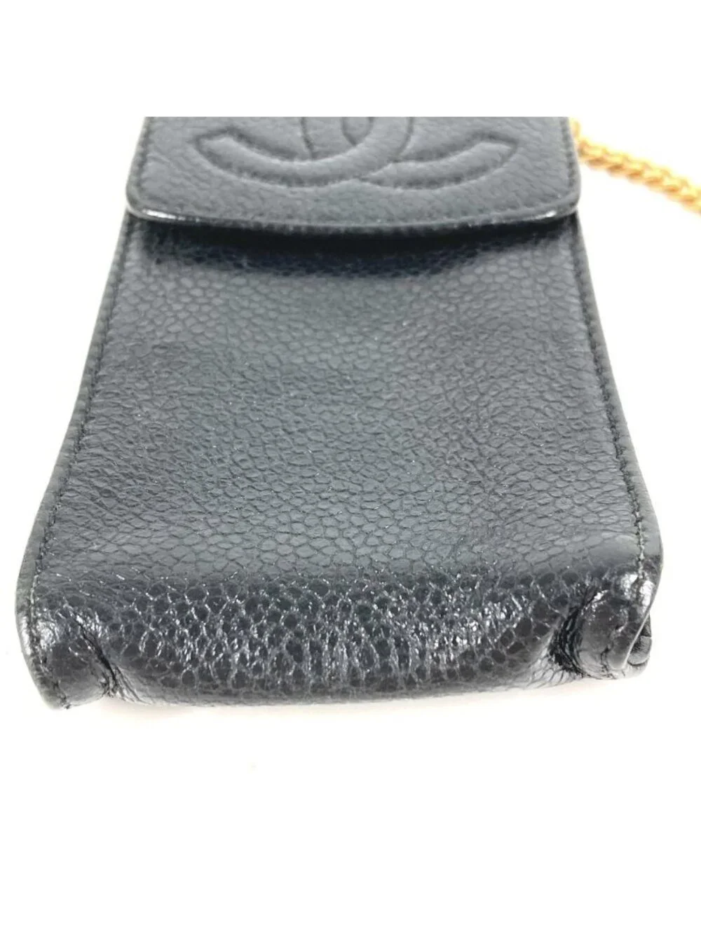 Chanel Cigarette Case CC Logo Caviar Leather Black